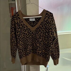 Old Navy V-Neck Leopard Sweater - Brown and Black